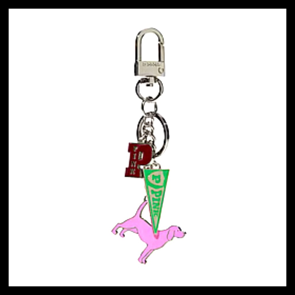 💕ⓅⒾⓃⓀ ⓋⓈ Logo Keychain Charm NWT💕